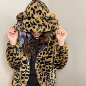 Wild Fable Teddy Bear Hood with Ears Jacket Faux Fur